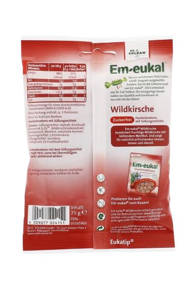 Em-eukal Hustenbonbons Wildkirsche Zuckerfrei 2 Em-eukal Hustenbonbons Wildkirsche Zuckerfrei – Bild 2
