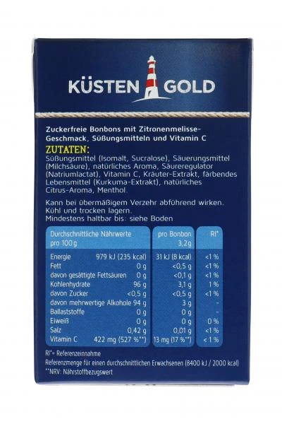 Küstengold Bonbons Zitronen-Melisse Zuckerfrei 2 Küstengold Bonbons Zitronen-Melisse Zuckerfrei – Bild 2