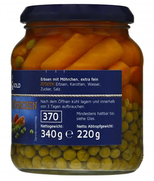 Küstengold Erbsen Mit Möhren Extra Fein 2 Küstengold Erbsen Mit Möhren Extra Fein – Bild 2