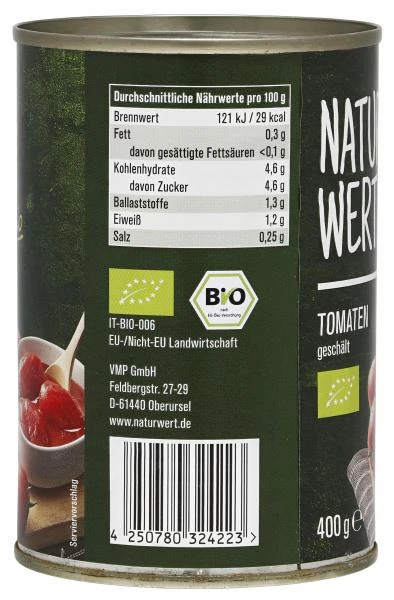 NaturWert Bio Tomaten Geschält 2 NaturWert Bio Tomaten Geschält – Bild 2