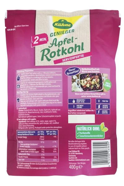 Kühne 2 Minuten Apfel-Rotkohl Mit Apfelstückchen 2 Kühne 2 Minuten Apfel-Rotkohl Mit Apfelstückchen – Bild 2