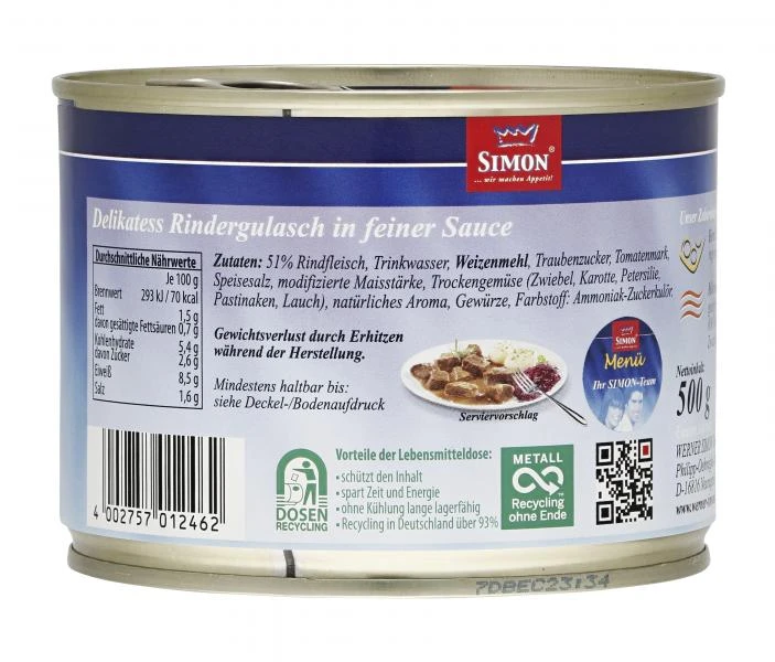 Simon Delikatess Rindergulasch In Feiner Sauce 2 Simon Delikatess Rindergulasch In Feiner Sauce – Bild 2