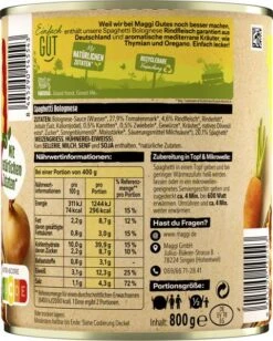 Maggi Spaghetti Bolognese 6 Maggi Spaghetti Bolognese -Lebensmittel Verkäufe 4502050084 8445290145543 03