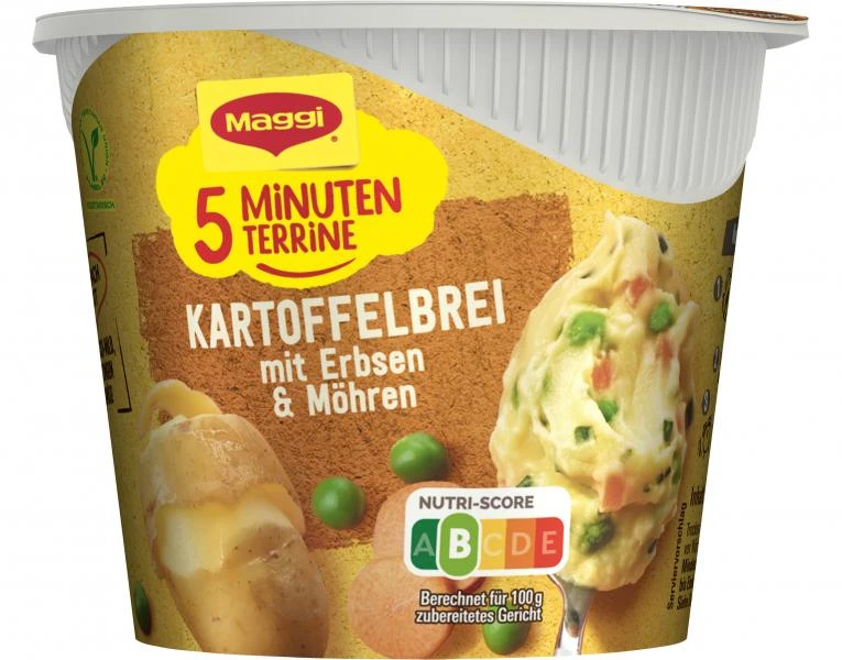 Maggi 5 Minuten Terrine Kartoffelbrei Mit Erbsen & Möhren 2 Maggi 5 Minuten Terrine Kartoffelbrei Mit Erbsen & Möhren – Bild 2