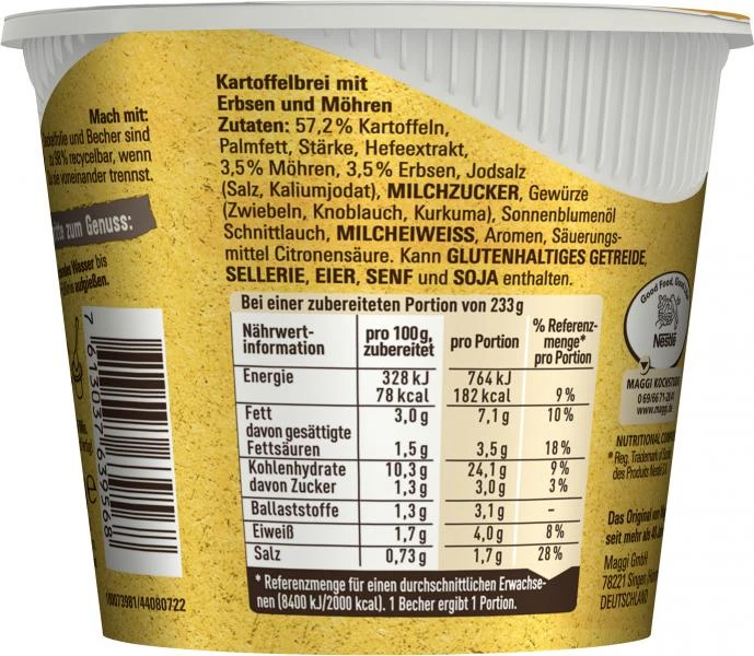 Maggi 5 Minuten Terrine Kartoffelbrei Mit Erbsen & Möhren 4 Maggi 5 Minuten Terrine Kartoffelbrei Mit Erbsen & Möhren – Bild 4