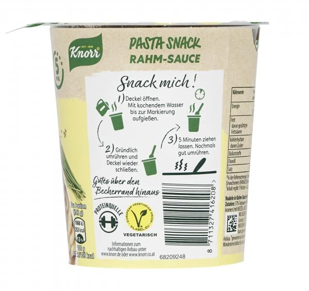 Knorr Pasta Snack Rahm-Sauce 2 Knorr Pasta Snack Rahm-Sauce – Bild 2