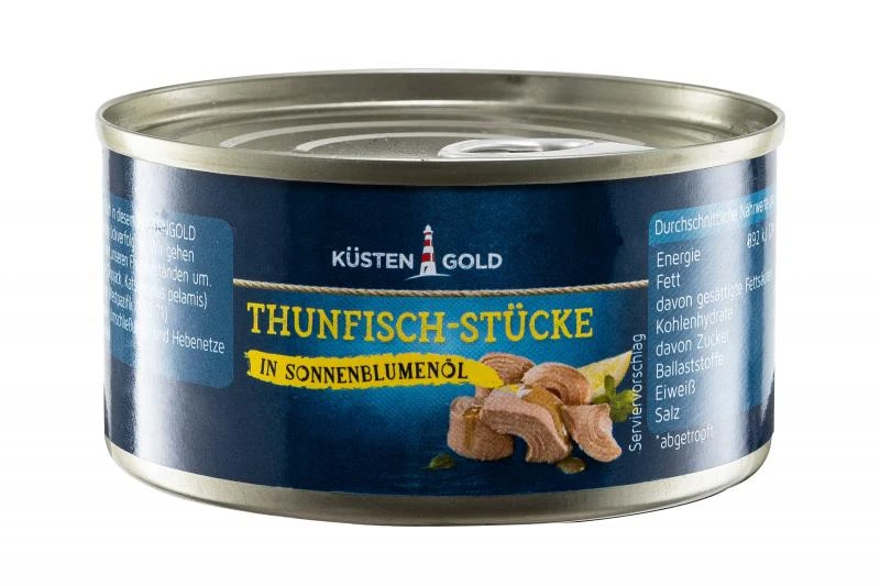 Küstengold Thunfisch-Stücke In Sonnenblumenöl 1 Küstengold Thunfisch-Stücke In Sonnenblumenöl
