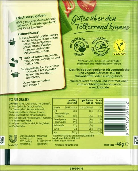 Knorr Fix Gulasch 2 Knorr Fix Gulasch – Bild 2