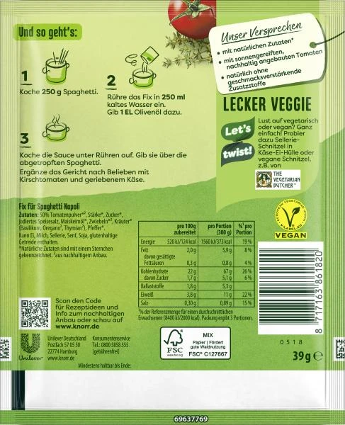 Knorr Fix Spaghetti Napoli 2 Knorr Fix Spaghetti Napoli – Bild 2