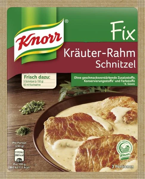 Knorr Fix Kräuter-Rahm Schnitzel 1 Knorr Fix Kräuter-Rahm Schnitzel