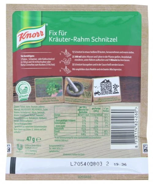 Knorr Fix Kräuter-Rahm Schnitzel 2 Knorr Fix Kräuter-Rahm Schnitzel – Bild 2