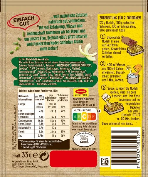 Maggi Fix Für Nudel-Schinken Gratin 2 Maggi Fix Für Nudel-Schinken Gratin – Bild 2