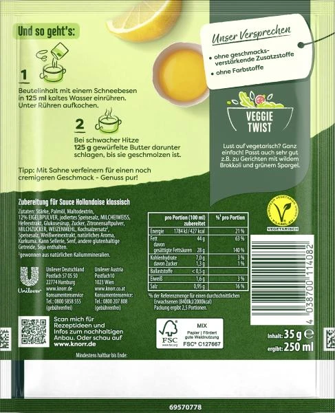 Knorr Feinschmecker Sauce Hollandaise Klassisch 2 Knorr Feinschmecker Sauce Hollandaise Klassisch – Bild 2