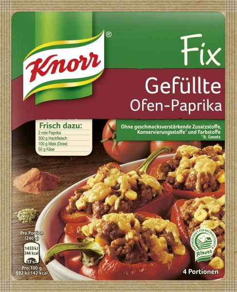 Knorr Fix Für Gefüllte Ofen-Paprika 1 Knorr Fix Für Gefüllte Ofen-Paprika