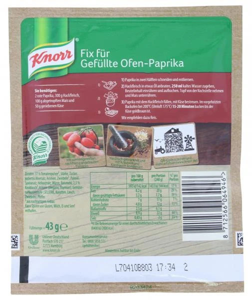 Knorr Fix Für Gefüllte Ofen-Paprika 2 Knorr Fix Für Gefüllte Ofen-Paprika – Bild 2