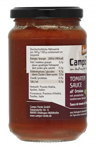 Campo Verde Demeter Bio Tomatensauce All' Ortolana 3 Campo Verde Demeter Bio Tomatensauce All' Ortolana – Bild 3