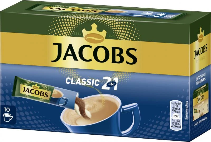 Jacobs Kaffeespezialitäten 2 In1, 10 Sticks Mit Instant Kaffee 1 Jacobs Kaffeespezialitäten 2 In1, 10 Sticks Mit Instant Kaffee