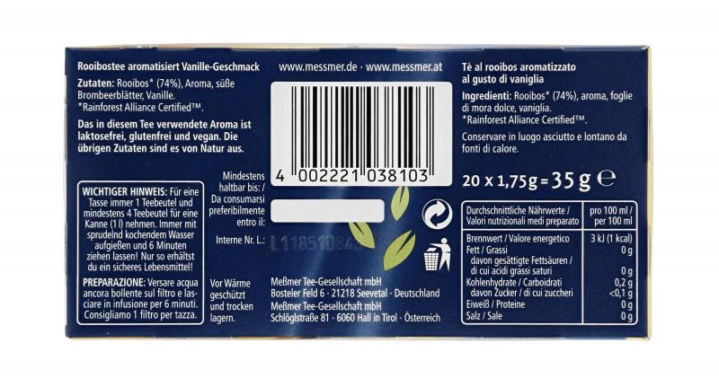 Meßmer Südafrikanischer Rooibos Mit Vanille 3 Meßmer Südafrikanischer Rooibos Mit Vanille – Bild 3