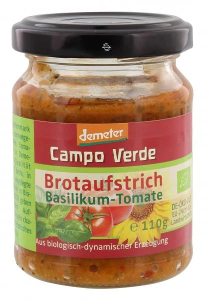 Demeter Bio Brotaufstrich Basilikum-Tomate 1 Demeter Bio Brotaufstrich Basilikum-Tomate