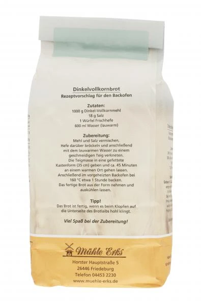 Mühle Erks Bioland Vollkorn Dinkelmehl 3 Mühle Erks Bioland Vollkorn Dinkelmehl – Bild 3