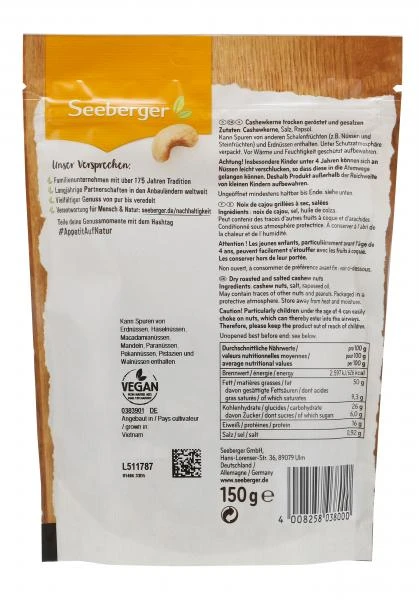 Seeberger Cashewkerne Geröstet & Gesalzen 2 Seeberger Cashewkerne Geröstet & Gesalzen – Bild 2