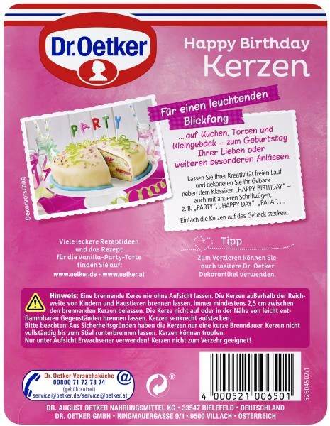 Dr. Oetker Happy Birthday Kerzen 2 Dr. Oetker Happy Birthday Kerzen – Bild 2