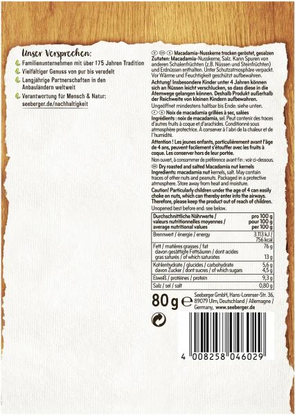 Seeberger Macadamias Geröstet & Gesalzen 2 Seeberger Macadamias Geröstet & Gesalzen – Bild 2