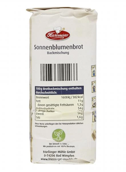 Küchenmeister Backmischung Sonnenblumenbrot 2 Küchenmeister Backmischung Sonnenblumenbrot – Bild 2