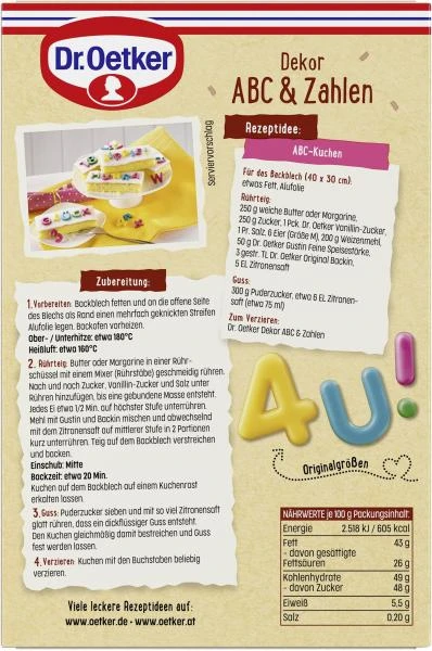 Dr. Oetker Dekor ABC & Zahlen 3 Dr. Oetker Dekor ABC & Zahlen – Bild 3