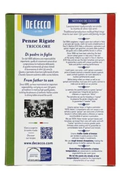 De Cecco Penne Rigate No. 41 Tricolore 7 De Cecco Penne Rigate No. 41 Tricolore -Lebensmittel Verkäufe 4502114337 8001250145413 03.jpg