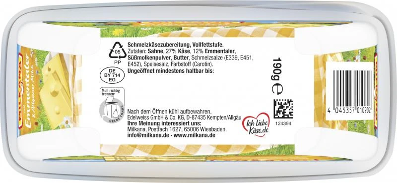 Milkana Schmelzkäse Mit Emmentaler 2 Milkana Schmelzkäse Mit Emmentaler – Bild 2