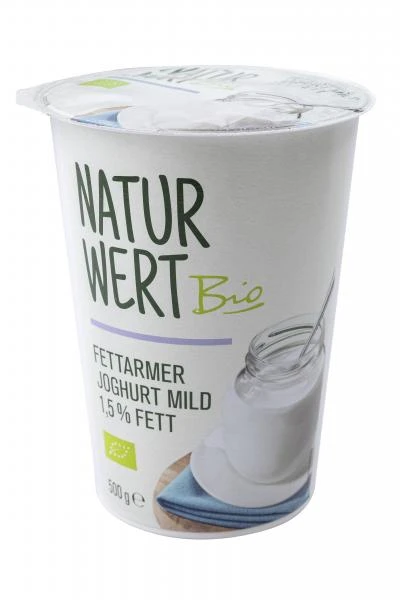 NaturWert Bio Fettarmer Joghurt Mild 1,5% Fett 1 NaturWert Bio Fettarmer Joghurt Mild 1,5% Fett