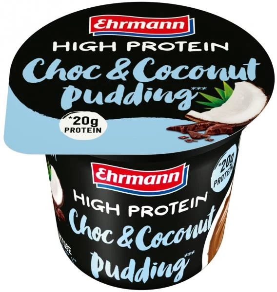 Ehrmann High Protein Pudding Choc & Coconut 1 Ehrmann High Protein Pudding Choc & Coconut