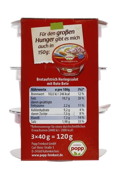 Popp Brotaufstrich Minis Heringssalat 2 Popp Brotaufstrich Minis Heringssalat – Bild 2