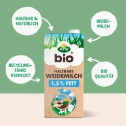 Arla Bio Haltbare Weidemilch 1,5% Fett -Lebensmittel Verkäufe 4503080105 4016241070234 03
