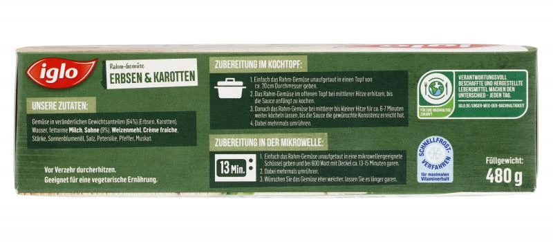Iglo Rahm-Gemüse Erbsen & Karotten 4 Iglo Rahm-Gemüse Erbsen & Karotten – Bild 4
