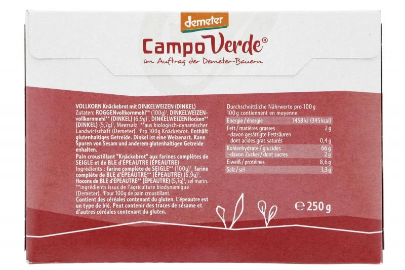 Campo Verde Demeter Vollkorn Knäckebrot Mit Dinkel 3 Campo Verde Demeter Vollkorn Knäckebrot Mit Dinkel – Bild 3