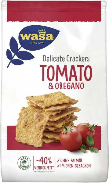 Wasa Knäckebrot Delicate Crackers Tomate & Oregano 1 Wasa Knäckebrot Delicate Crackers Tomate & Oregano