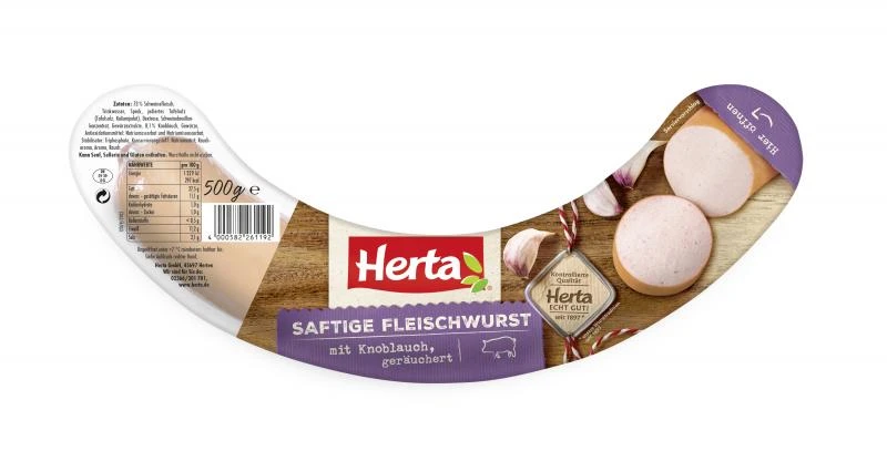 Herta Saftige Fleischwurst Mit Knoblauch Geräuchert 1 Herta Saftige Fleischwurst Mit Knoblauch Geräuchert