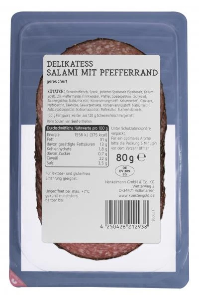 Küstengold Delikatess Salami Mit Pefferrand 2 Küstengold Delikatess Salami Mit Pefferrand – Bild 2